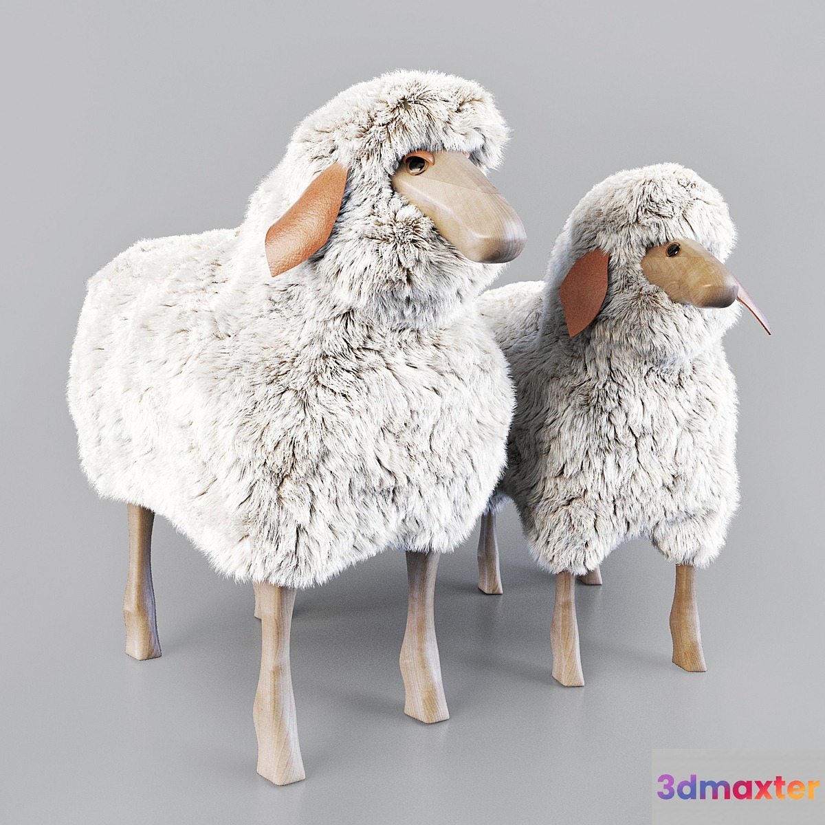 Wooden sheep stool - No.2