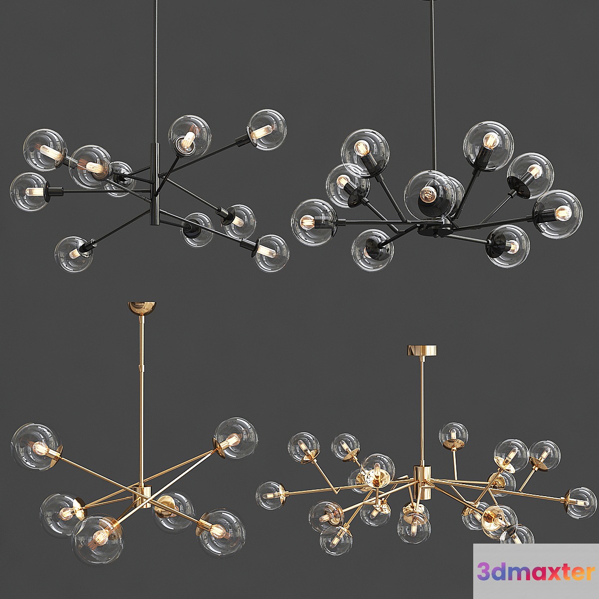 Collection of Glass Chandelier_2 3D Max