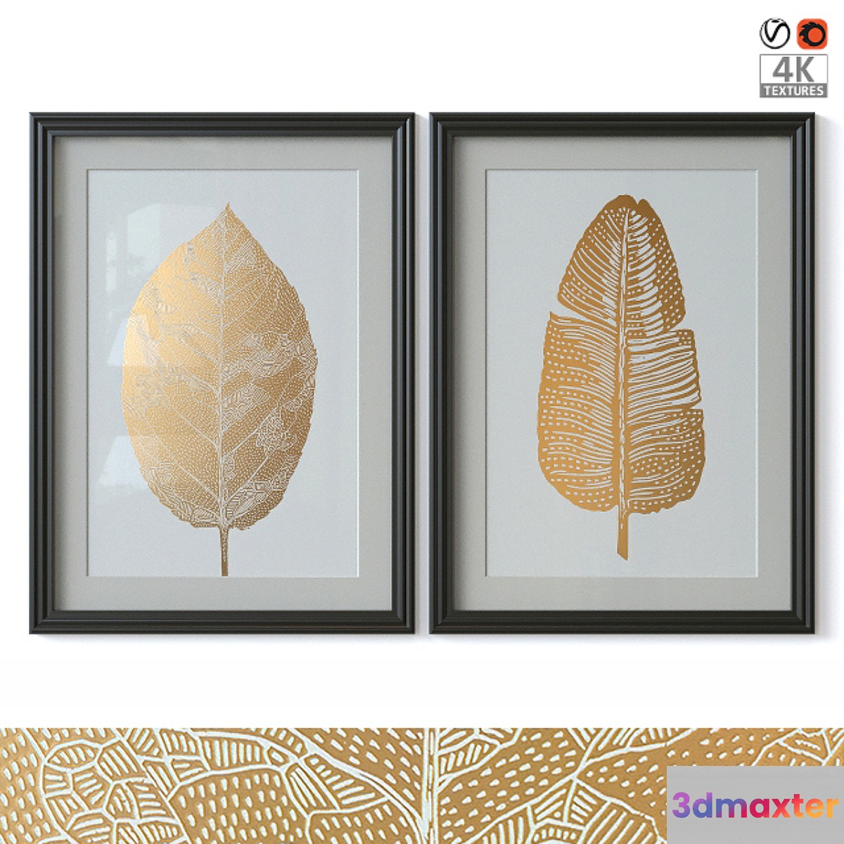 Gold leaf painting 3D Max