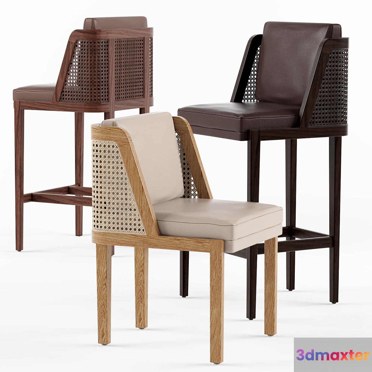 Throne Rattan Dining Chair and Barstool 3D Max
