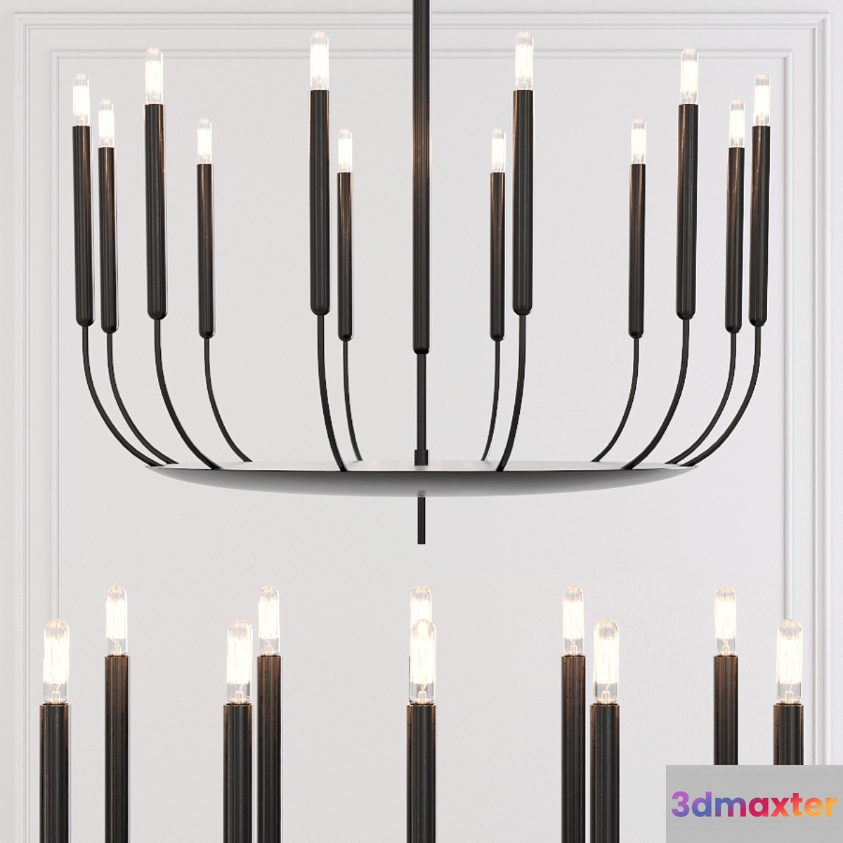 Restoration Hardware QUENOUILLES ROUND CHANDELIER 36 Black 3D Max