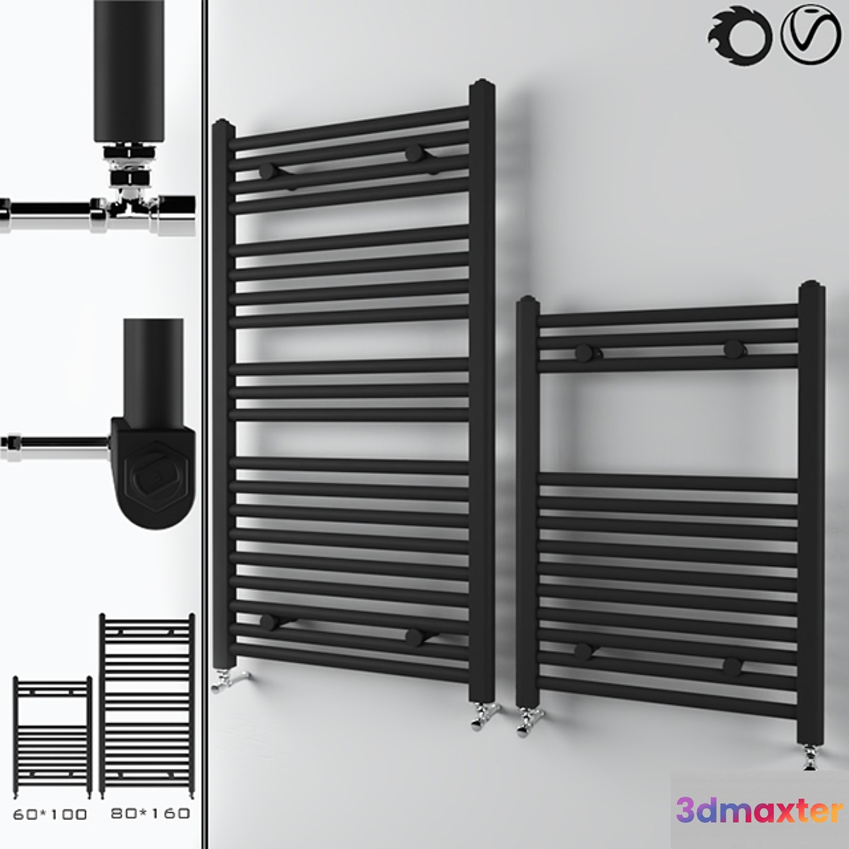 Black towel rail 3D Max