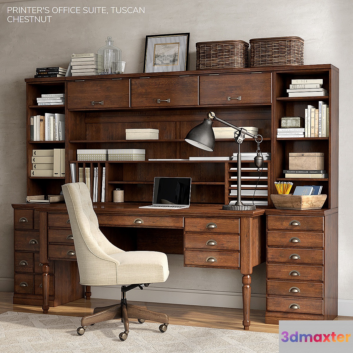 Pottery barn PRINTER'S OFFICE SUITE 3D Max