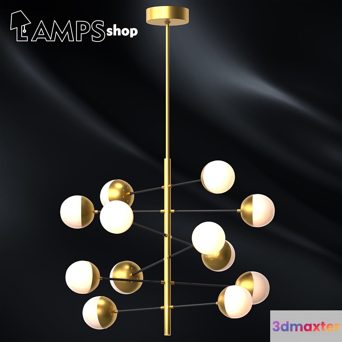Milky Gold Trees Chandelier 3D Max