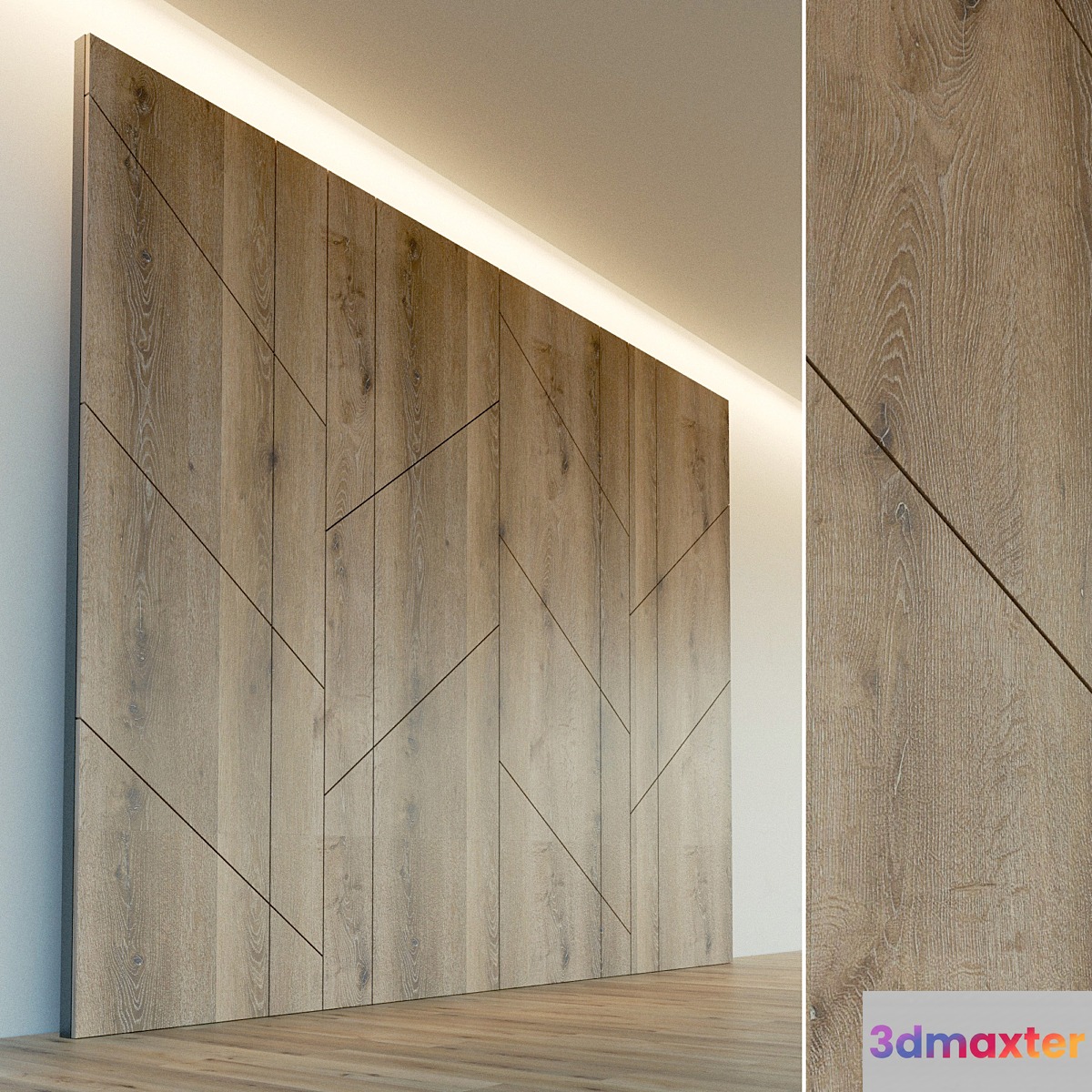 Decorative wall. Wall panel made of wood. one 3D Max