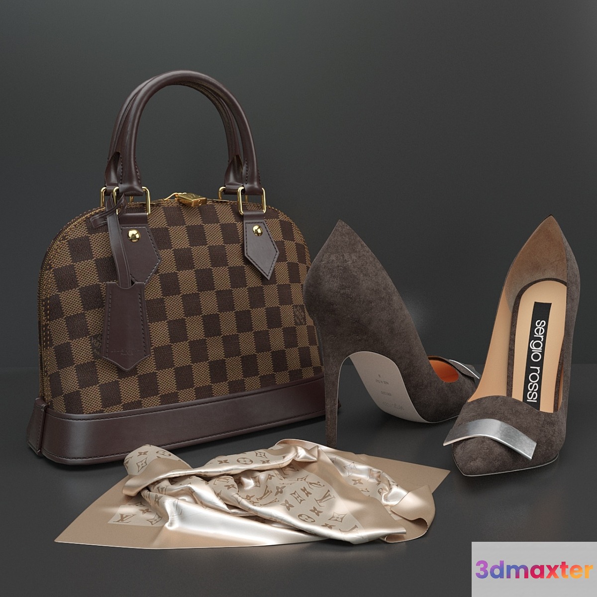 Elegant Bag and Shoes 3D Max