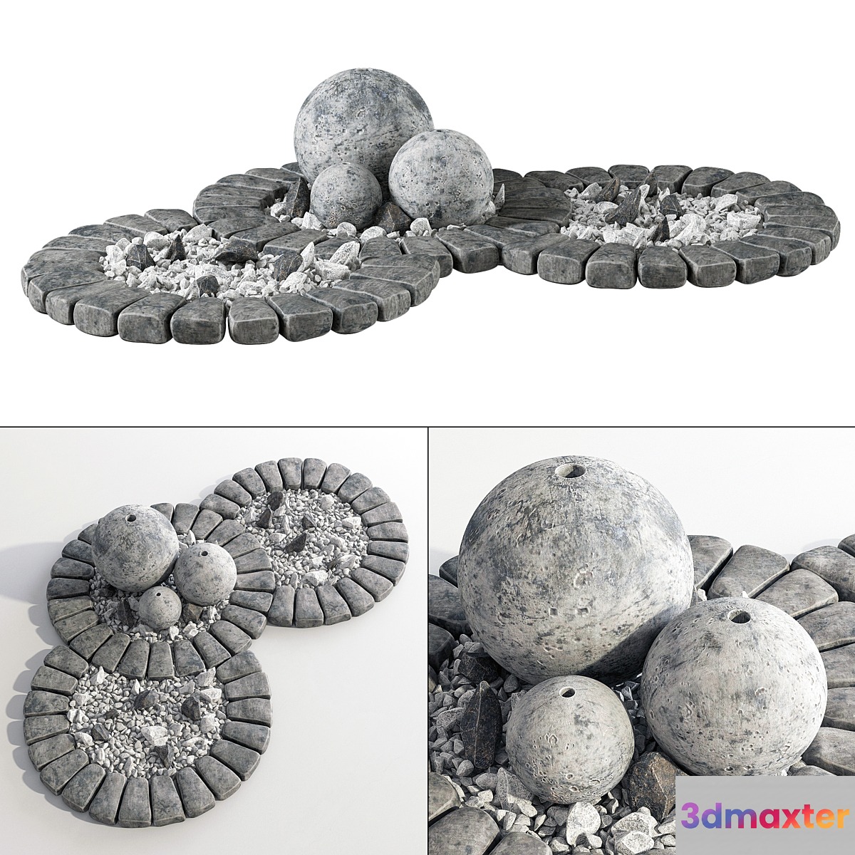 Flowerbed with stone decor _ flowerbed with stone decor 3D Max