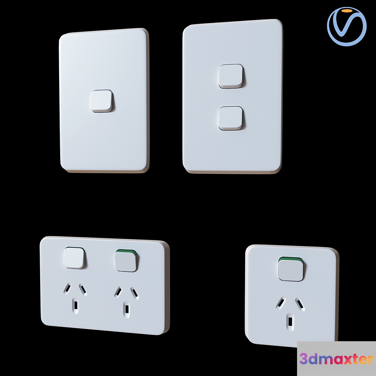 Plugs & Switches Australian Clipsal Iconic Series 3D Max