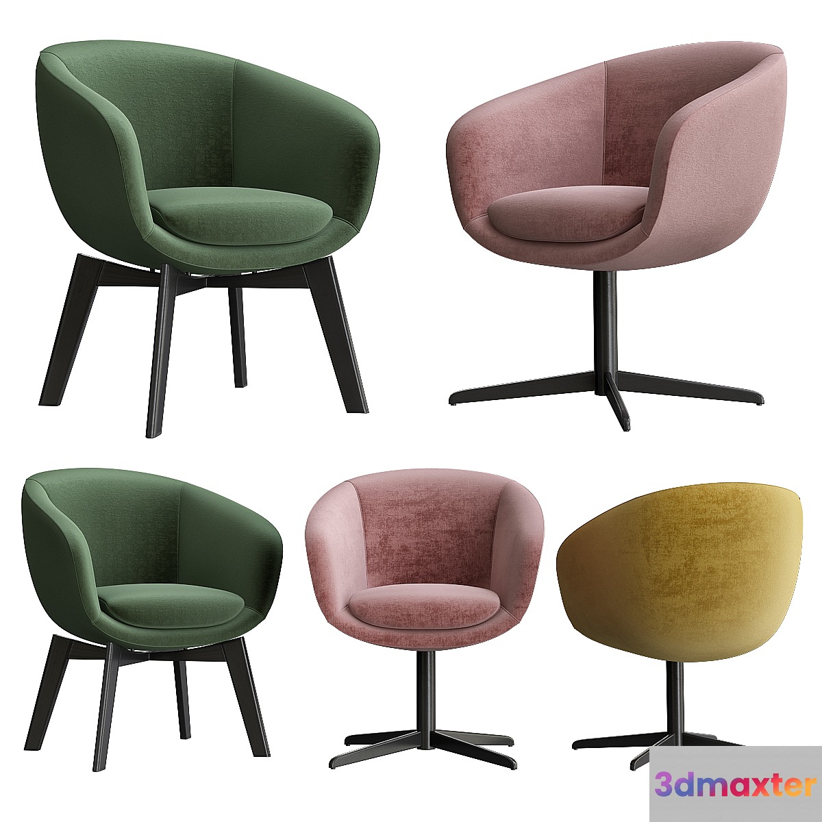 Minotti Russell Little Lounge & Dining Chair Set 3D Max