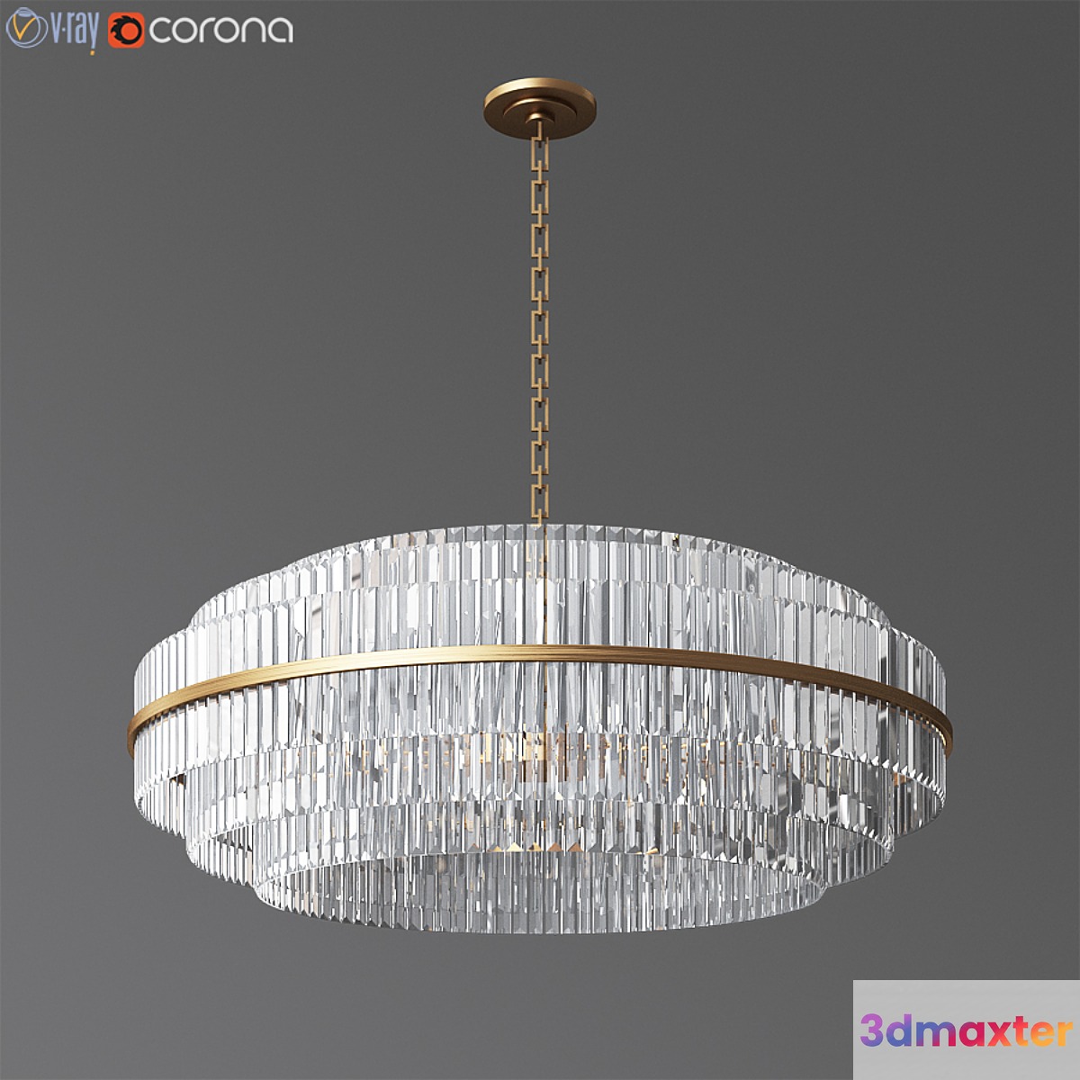 Vienna 48 Round Crystal Chandelier Antique Brass - No.2