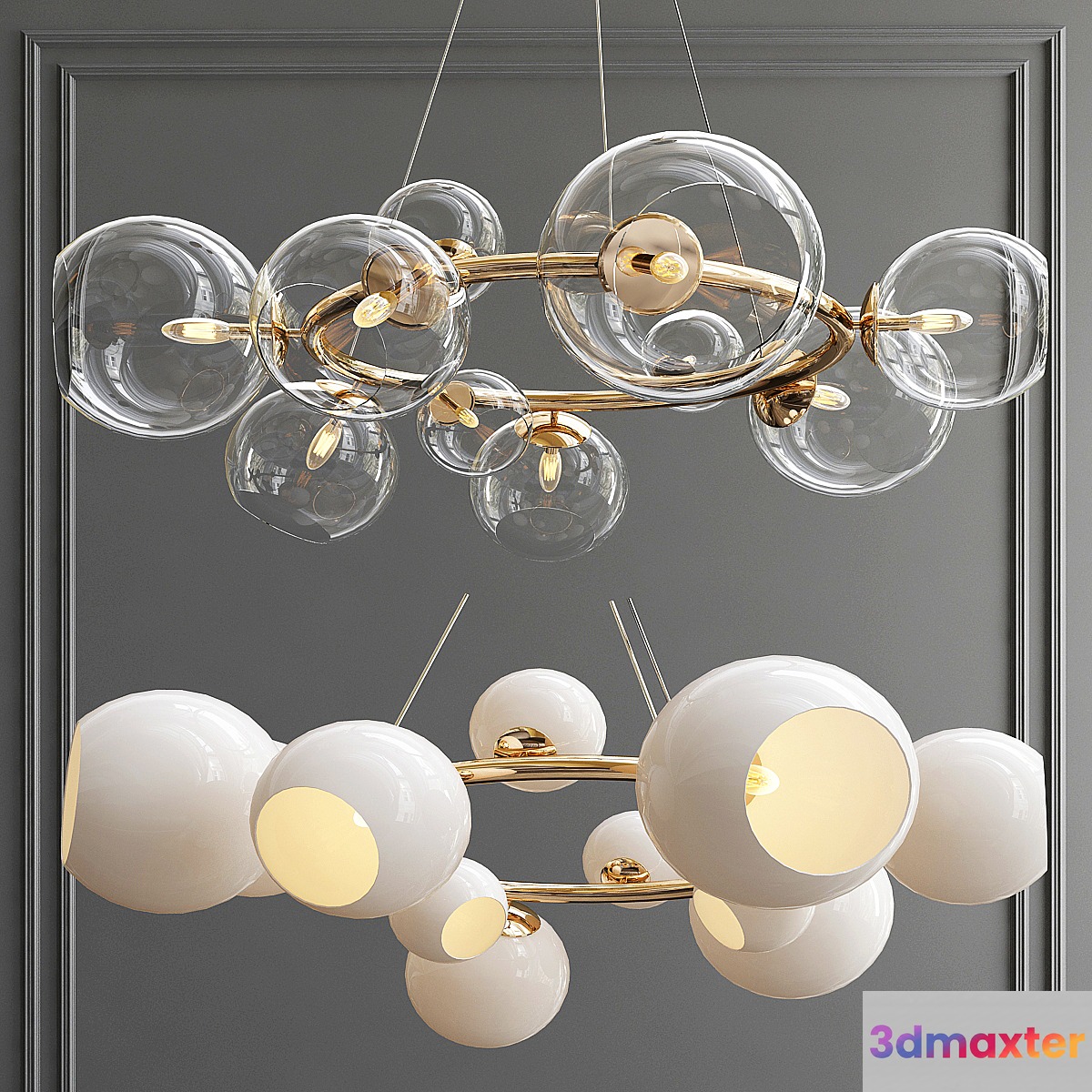 Bubbles 9-light Chandelier 3D Max