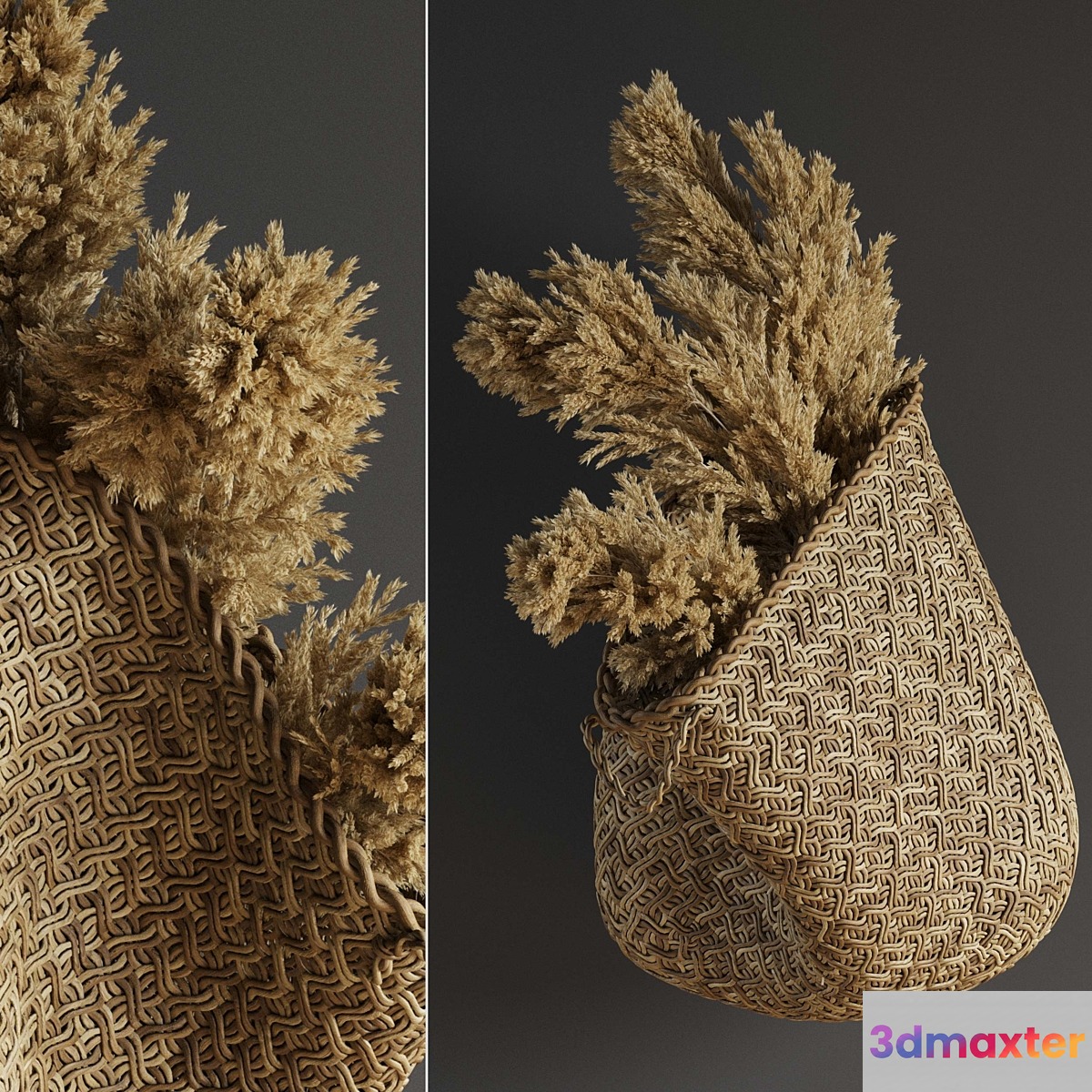 Pampas flower in hand basket - No.6