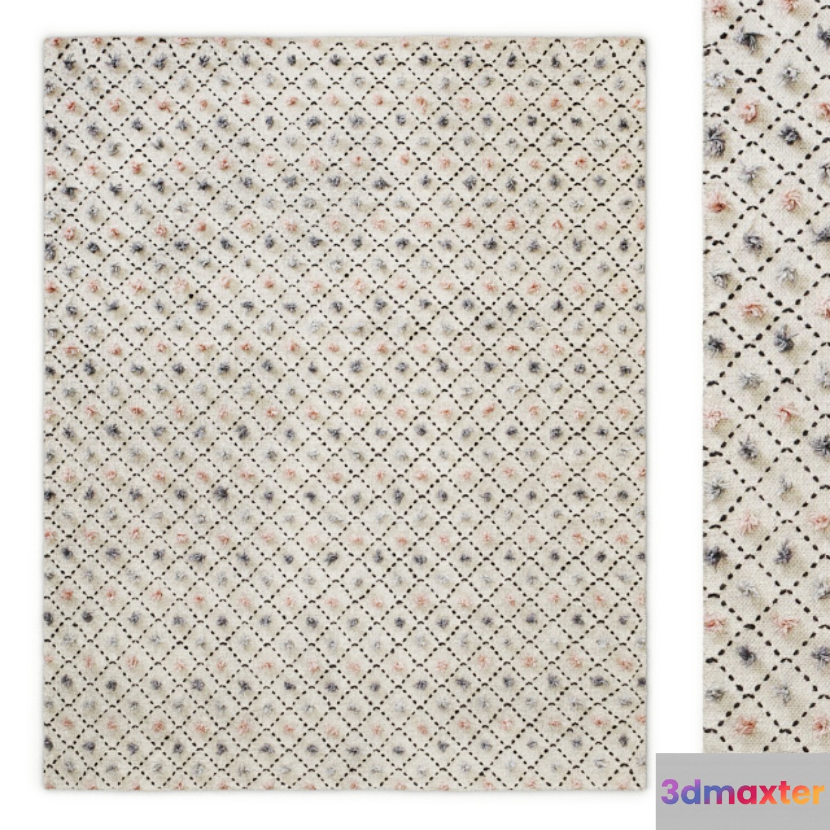 Pom-Pom Performance Handwoven Flatweave Rug RH 3D Max