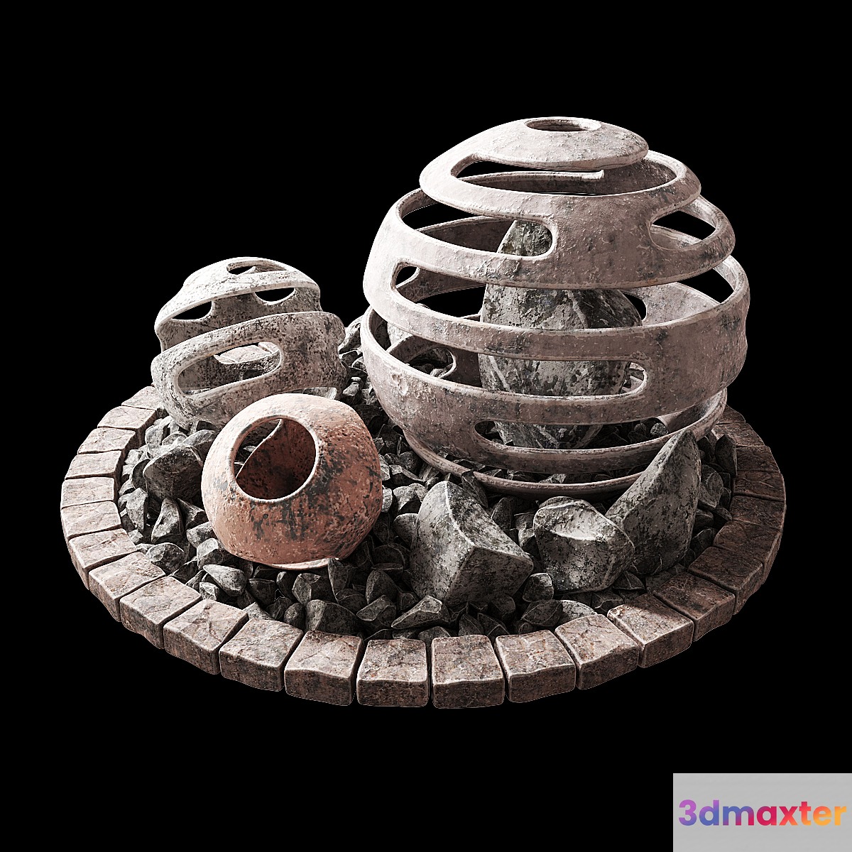 Flowerbed with stone decor _ Flowerbed with stone decor - No.2 3D Max