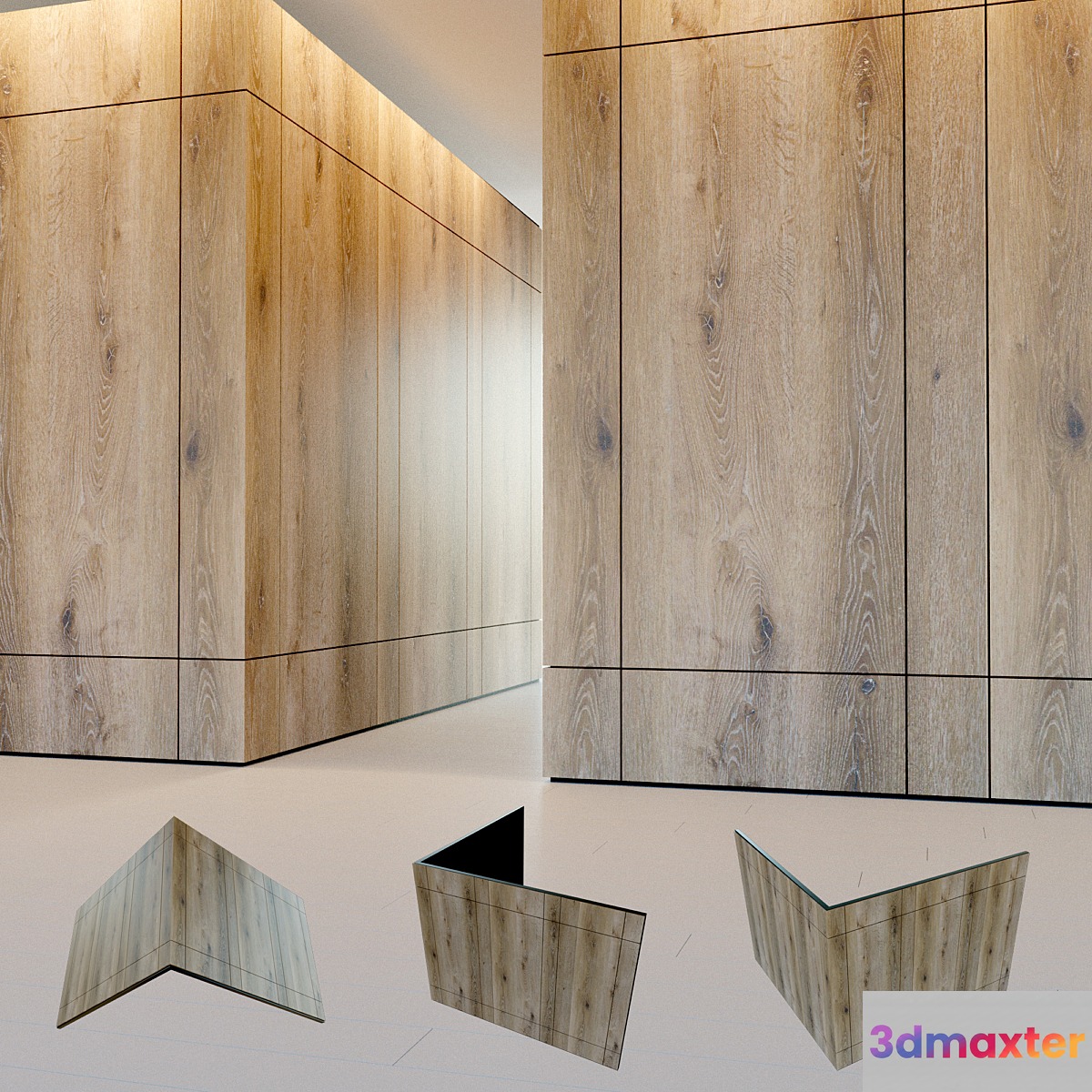 Wall panel made of wood. Decorative wall. 4 3D Max
