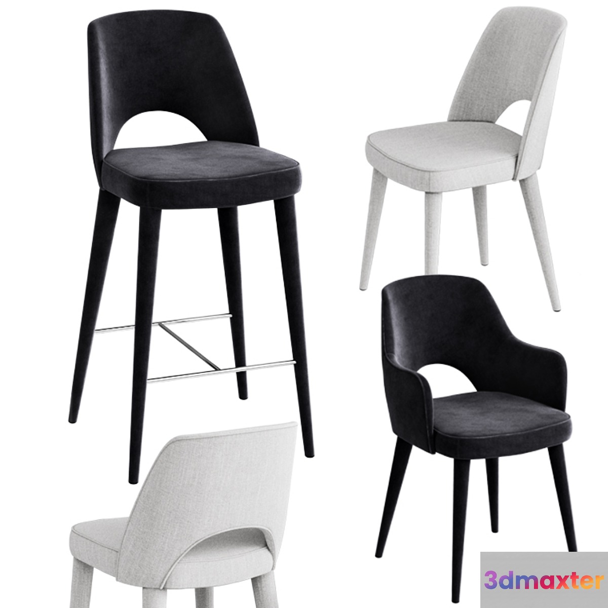 Coco Republic Astor Barstool Dining Chair 3D Max