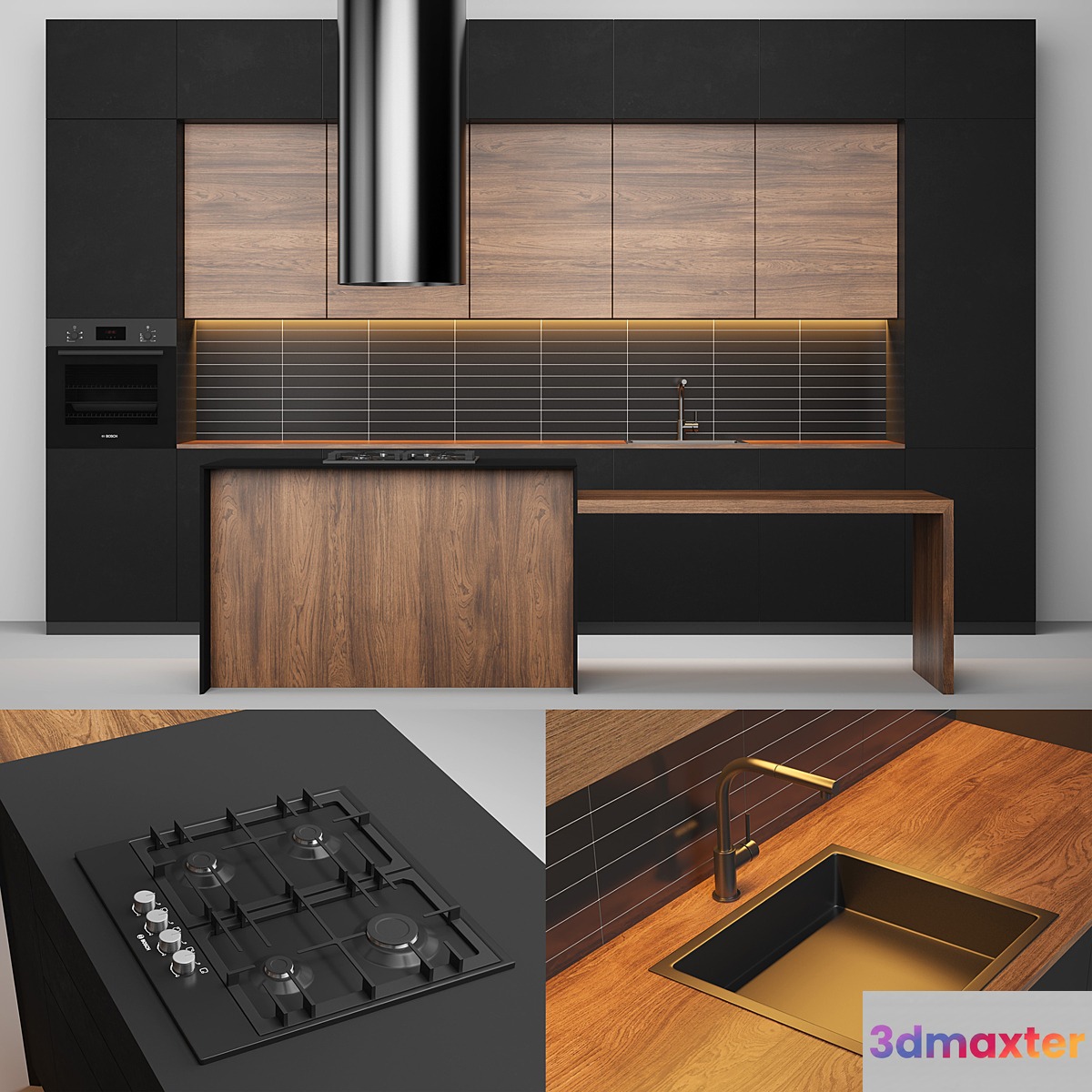 Modern black kitchen
