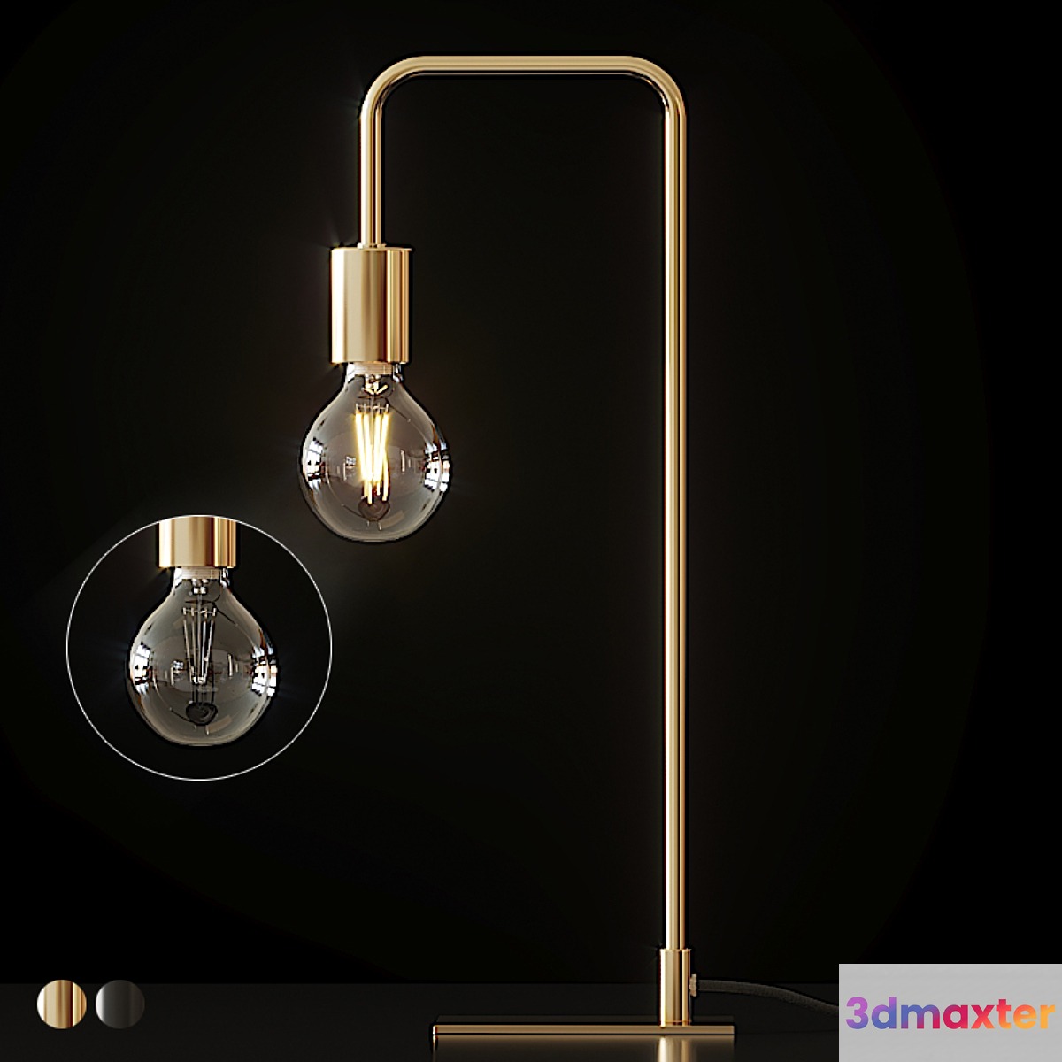 Cb2 - Antique Brass Arc Table Lamp 3D Max