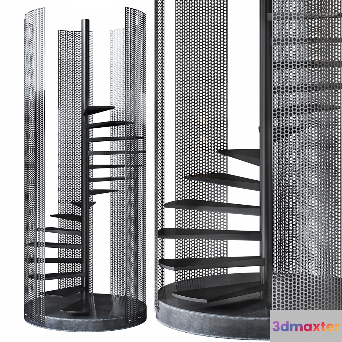 Spiral staircase Loft with perforated railing