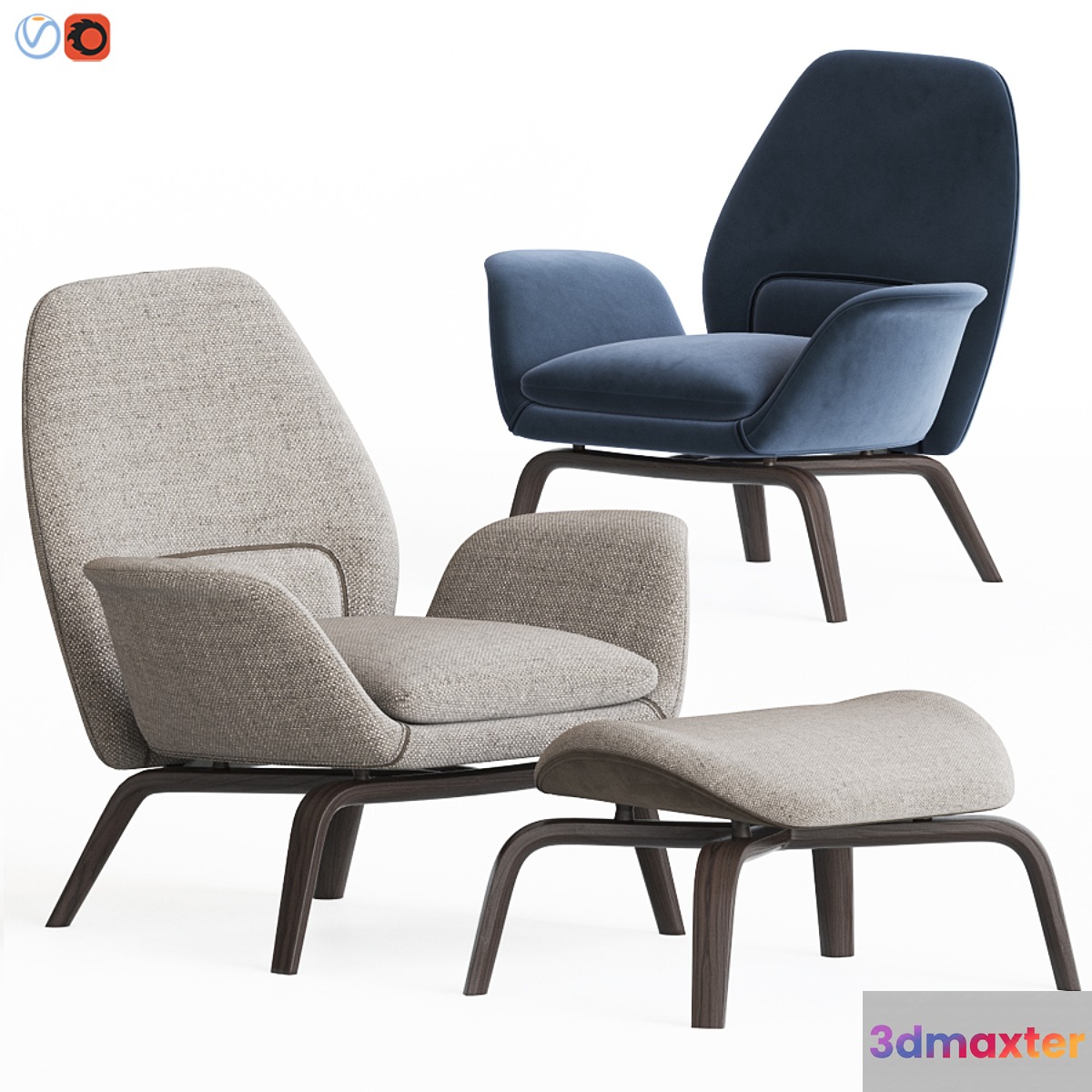 Gilliam Armchair & Ottoman Set By Minotti