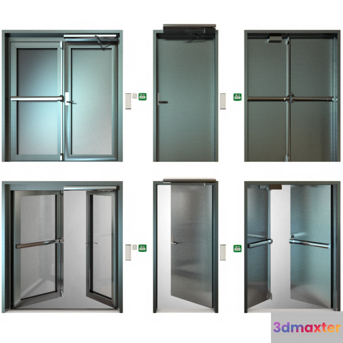 Metal fire doors 3D Max