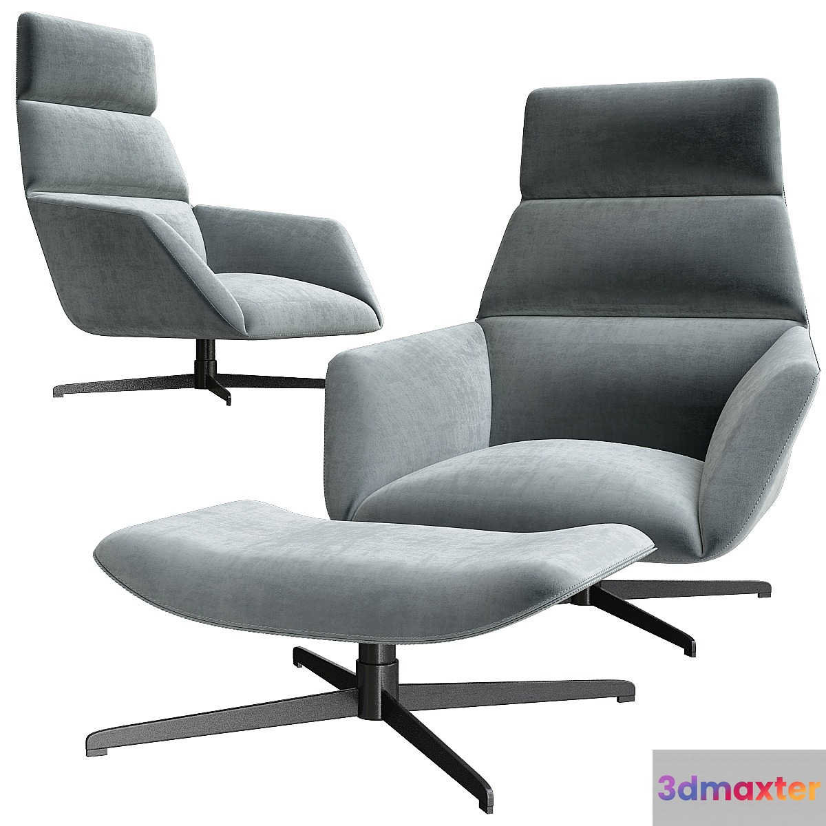 Eichholtz Nautilus Swivel Chair and Ottoman