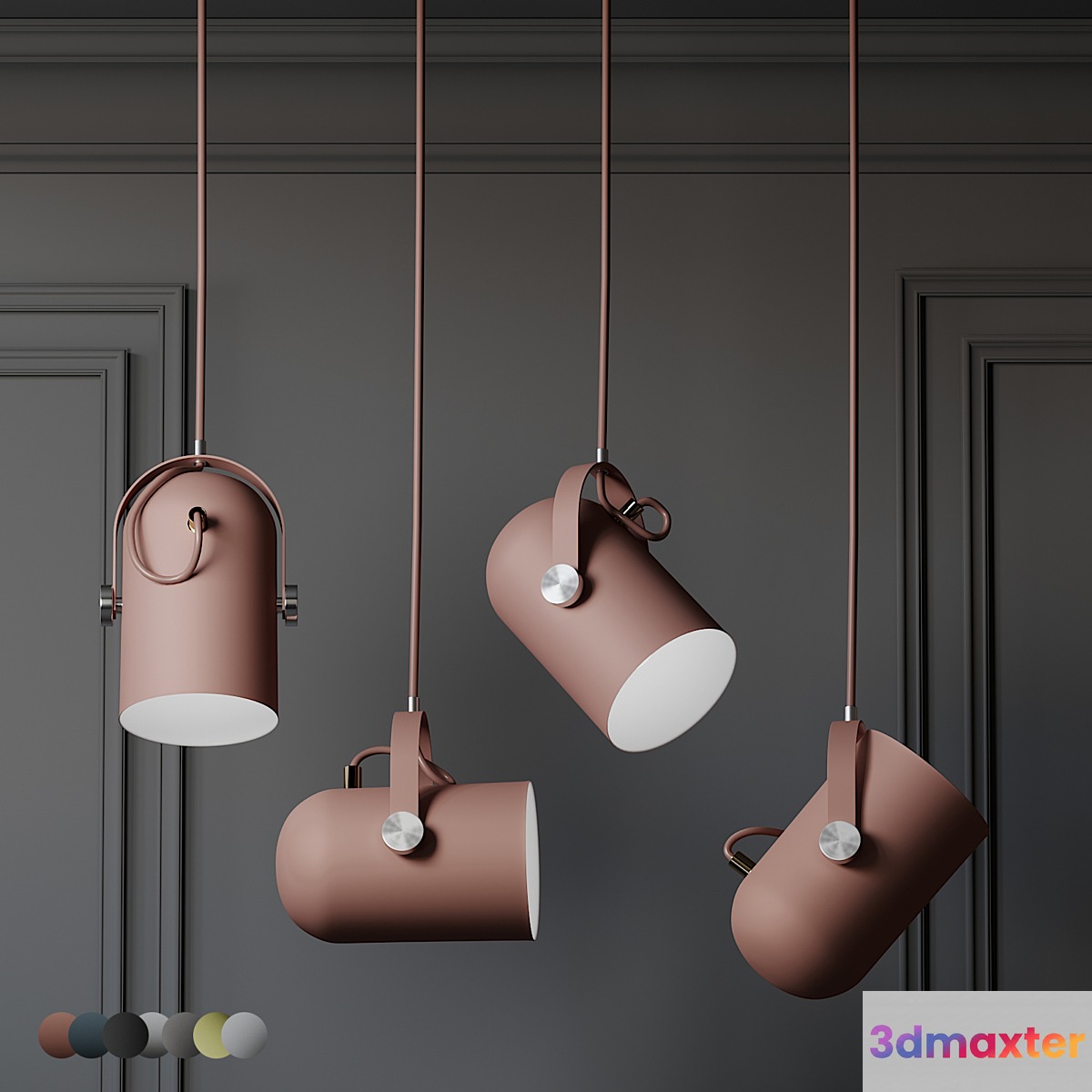 Warmly - Modern Nordic Angled Drop Lights - 7 Colors 3D Max