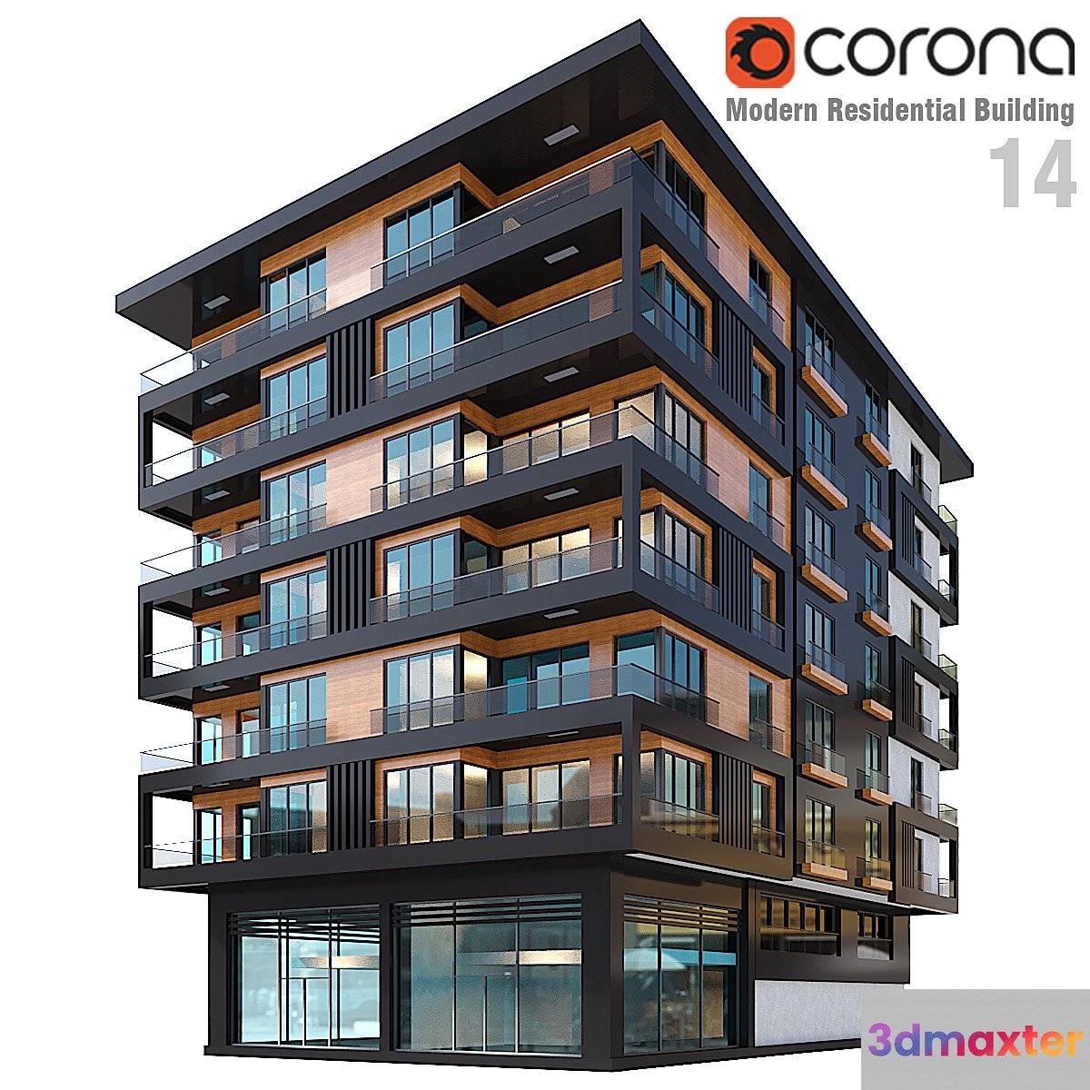 Modern Residential Building 014 3D Max Modern Residential Building 014 3D Max