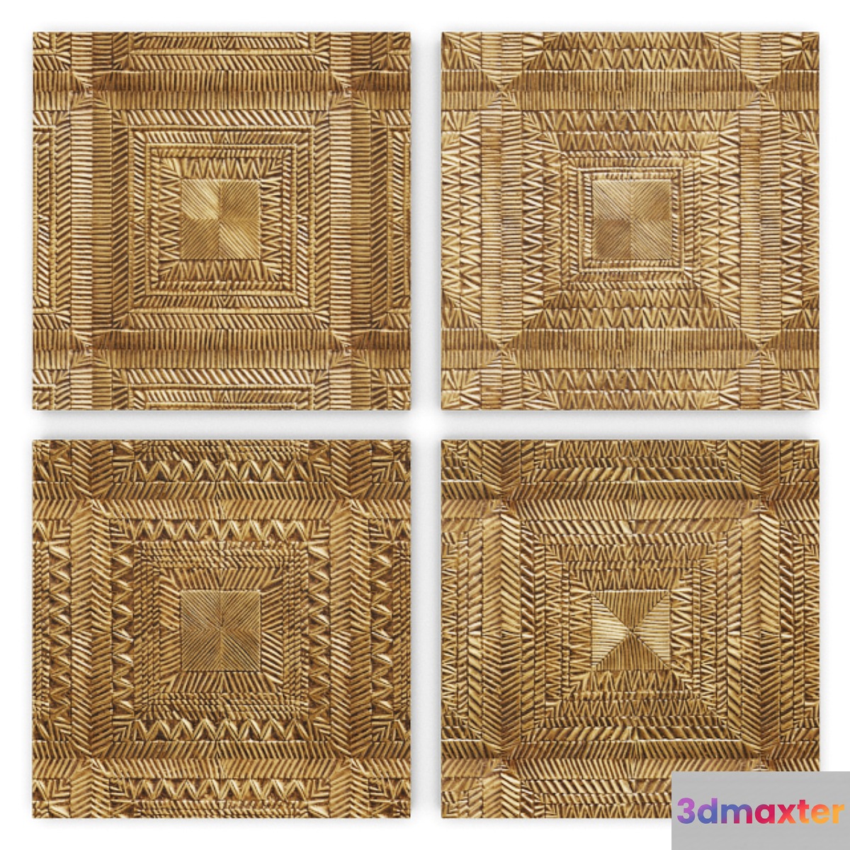 Brass Clad Square Wall Panel Collection 3D Max