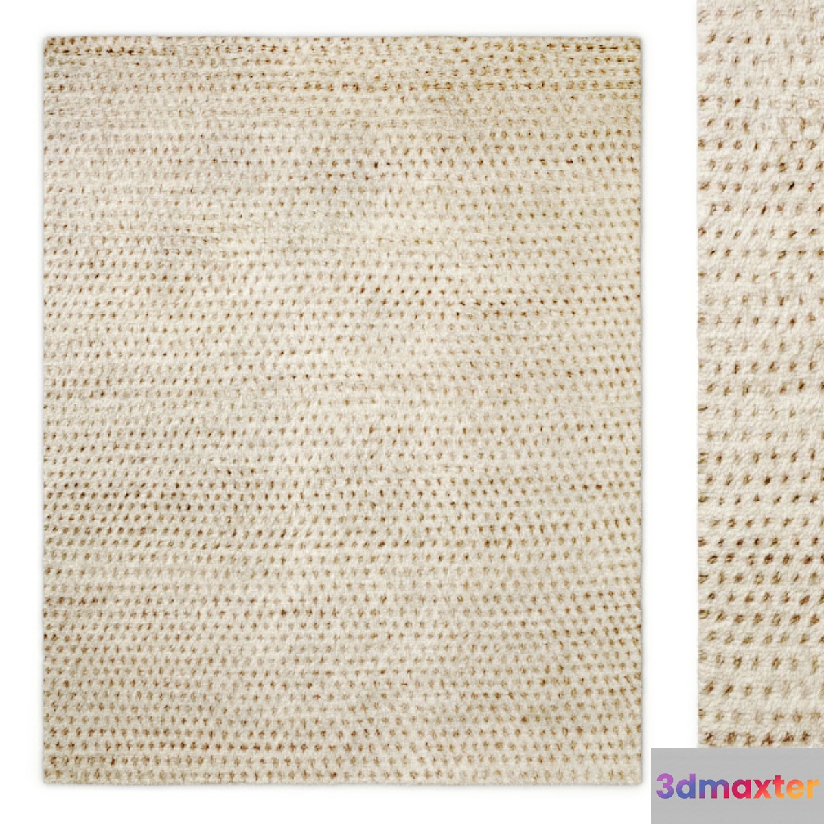 Dot Hand-Knotted Wool Shag Rug RH 3D Max