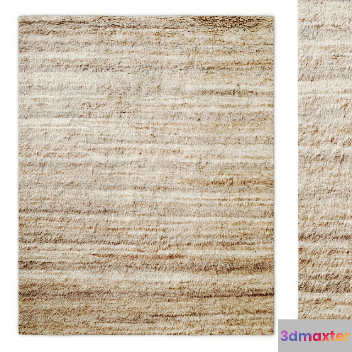 Palette Stripe Hand-Knotted Wool Shag Rug RH 3D Max