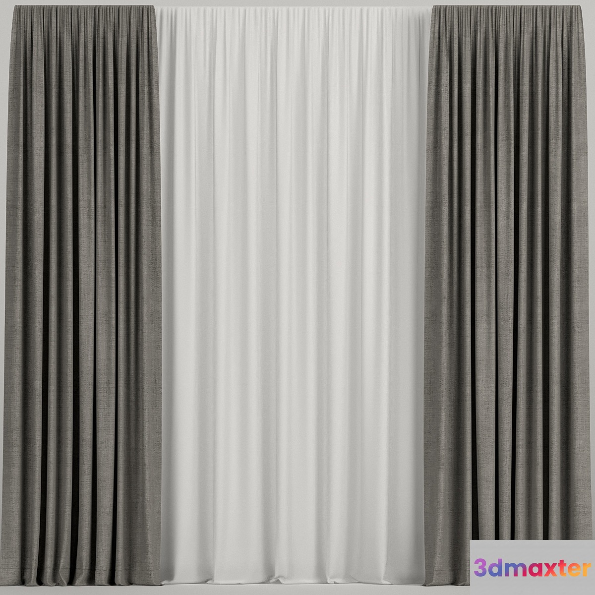 Brown curtains. 3D Max