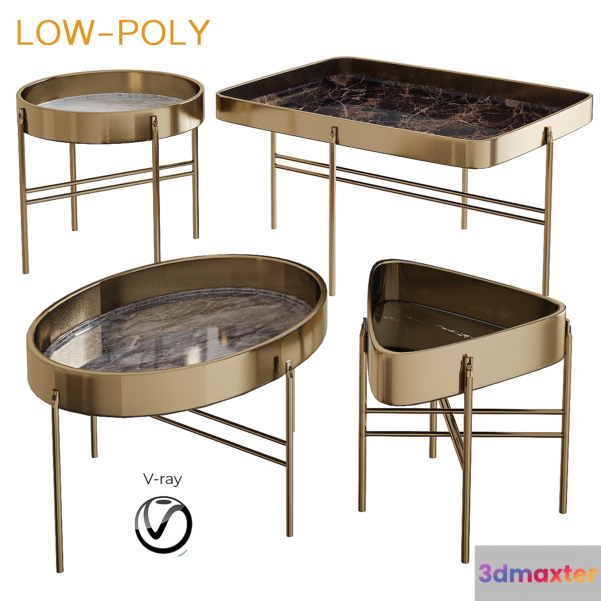 LILY TRAY Side Table Coffee Table (low poly)