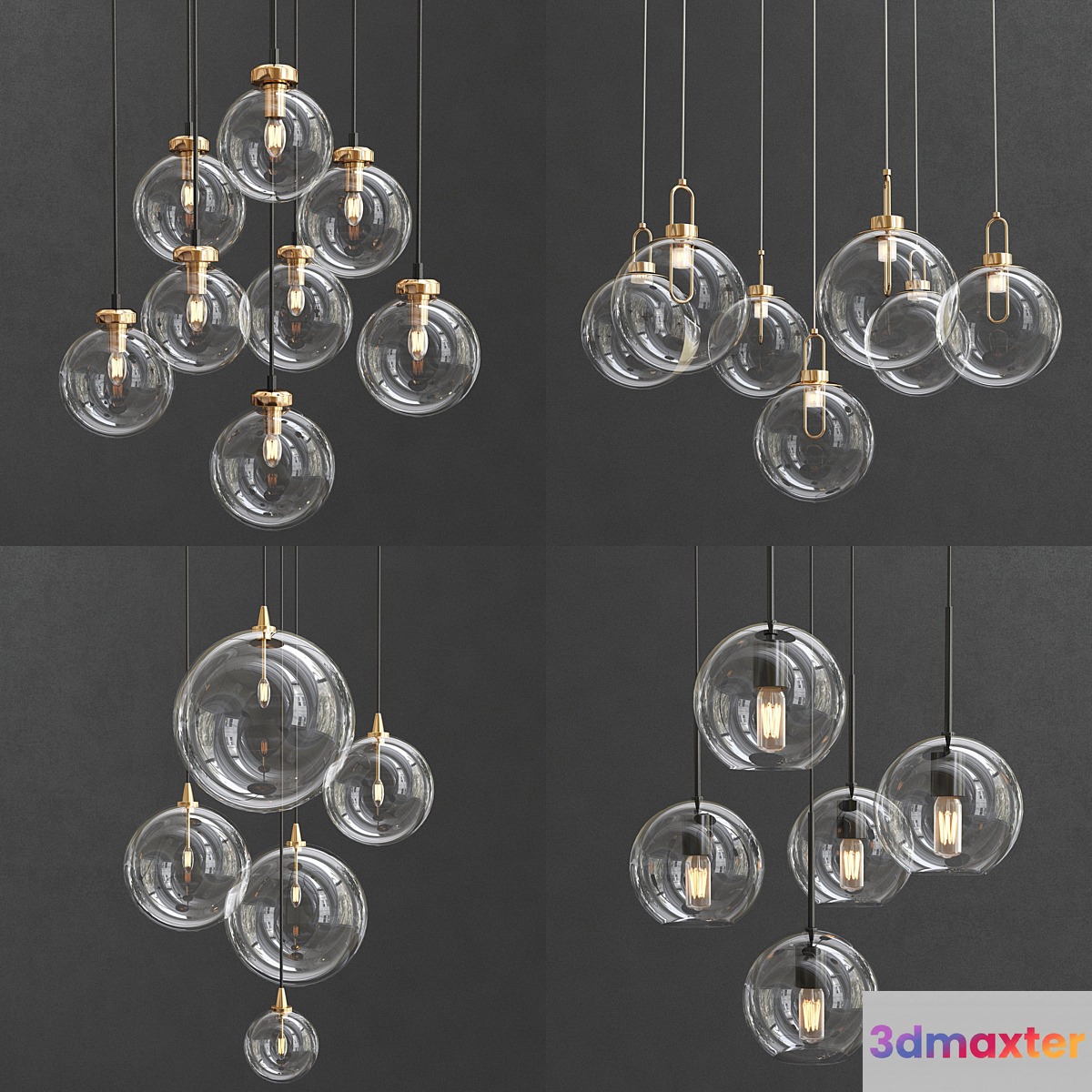 Collection of Glass Bole Lamps 3D Max