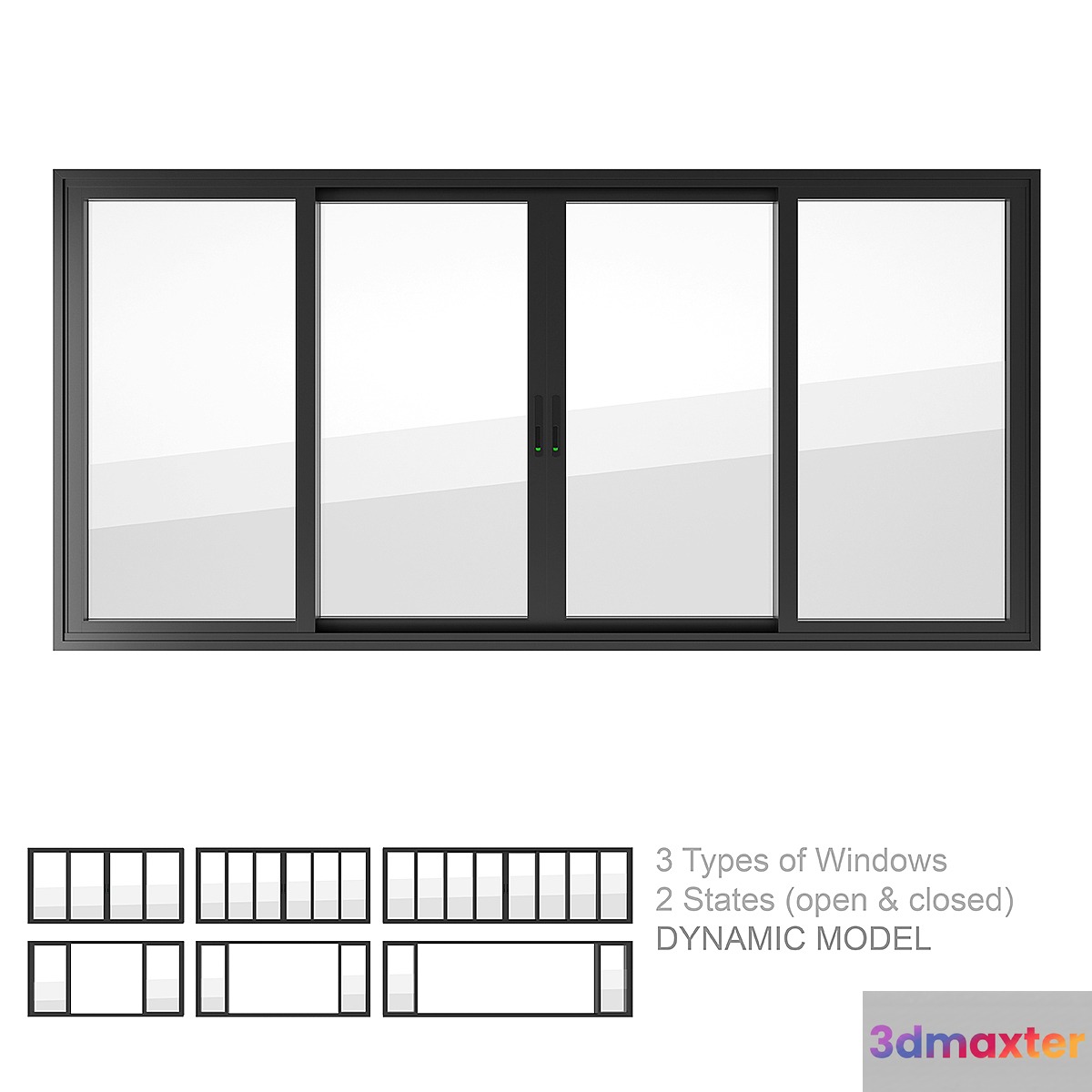 Dynamic Sliding Windows Set 02 3D Max
