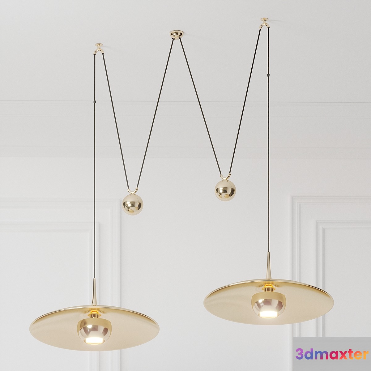 Florian Schulz Double Onos 55 Pendant Lamp with Side Counter Weights 3D Max