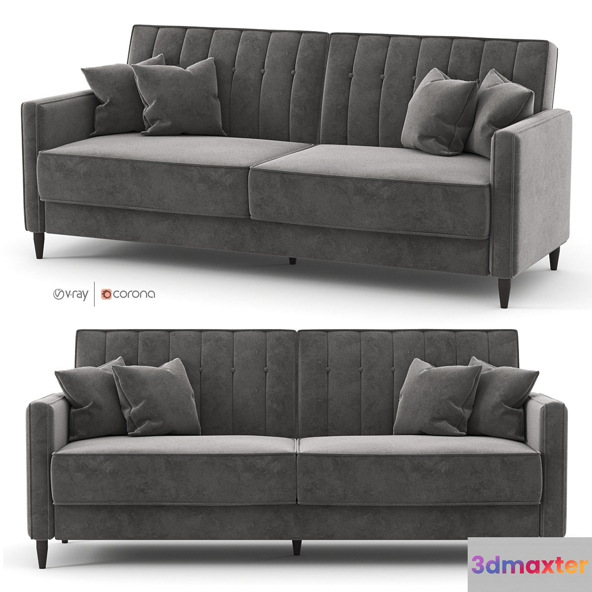 Black velor sofa Nia Sleeper by Willa Arlo Interiors