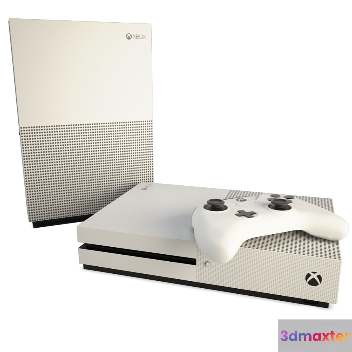 Game Console And Joystick Xbox Slim 3D Max