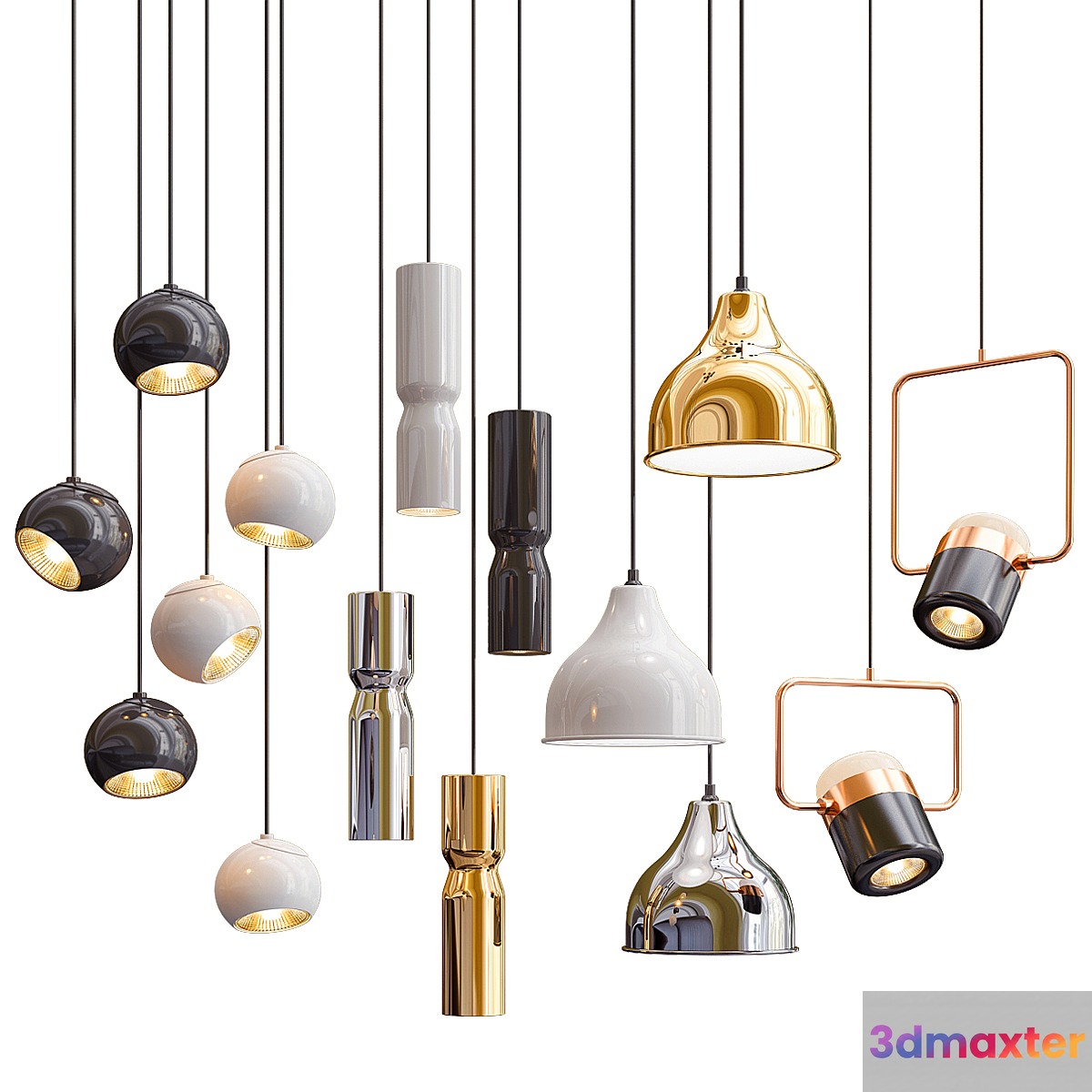 Four Hanging Lights_40 Exclusive 3D Max
