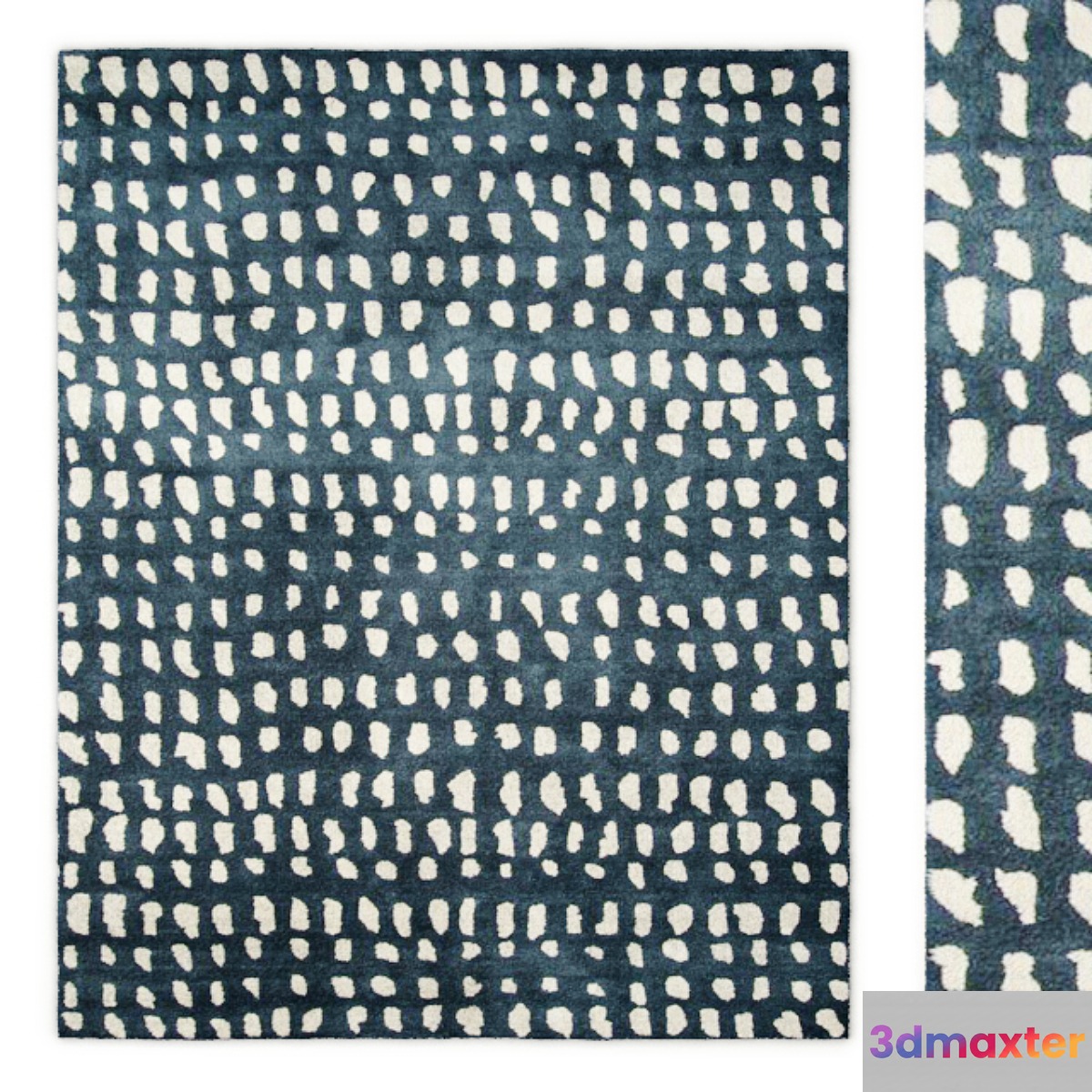Boho Dots Blue Indoor Area Rug 3D Max