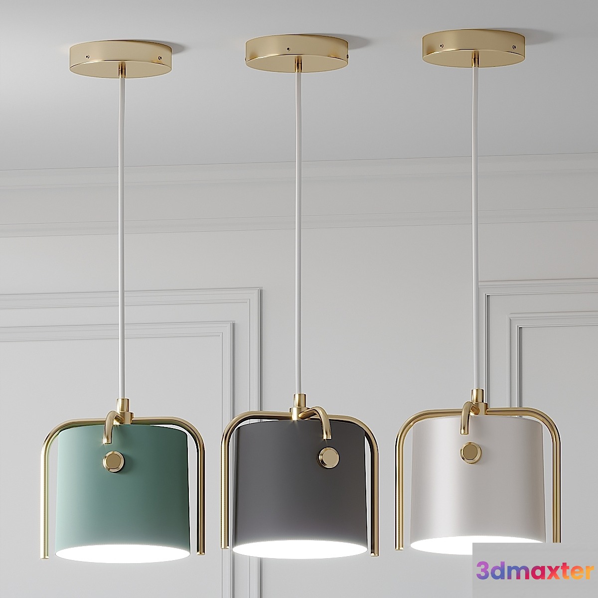 Nordic Drum Shade Pendant Lamp Gray-Green-White