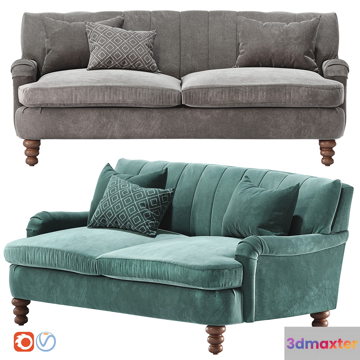 Channel Tufted Two-Cushion Sofa