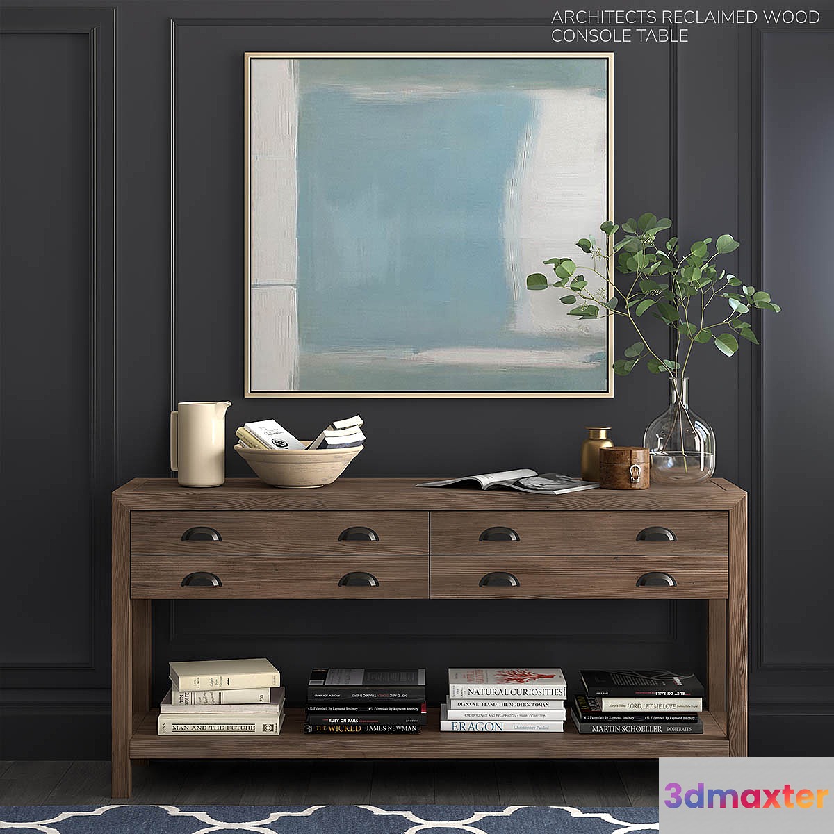 Pottery Barn set ARCHITECTS RECLAIMED WOOD CONSOLE TABLE 3D Max