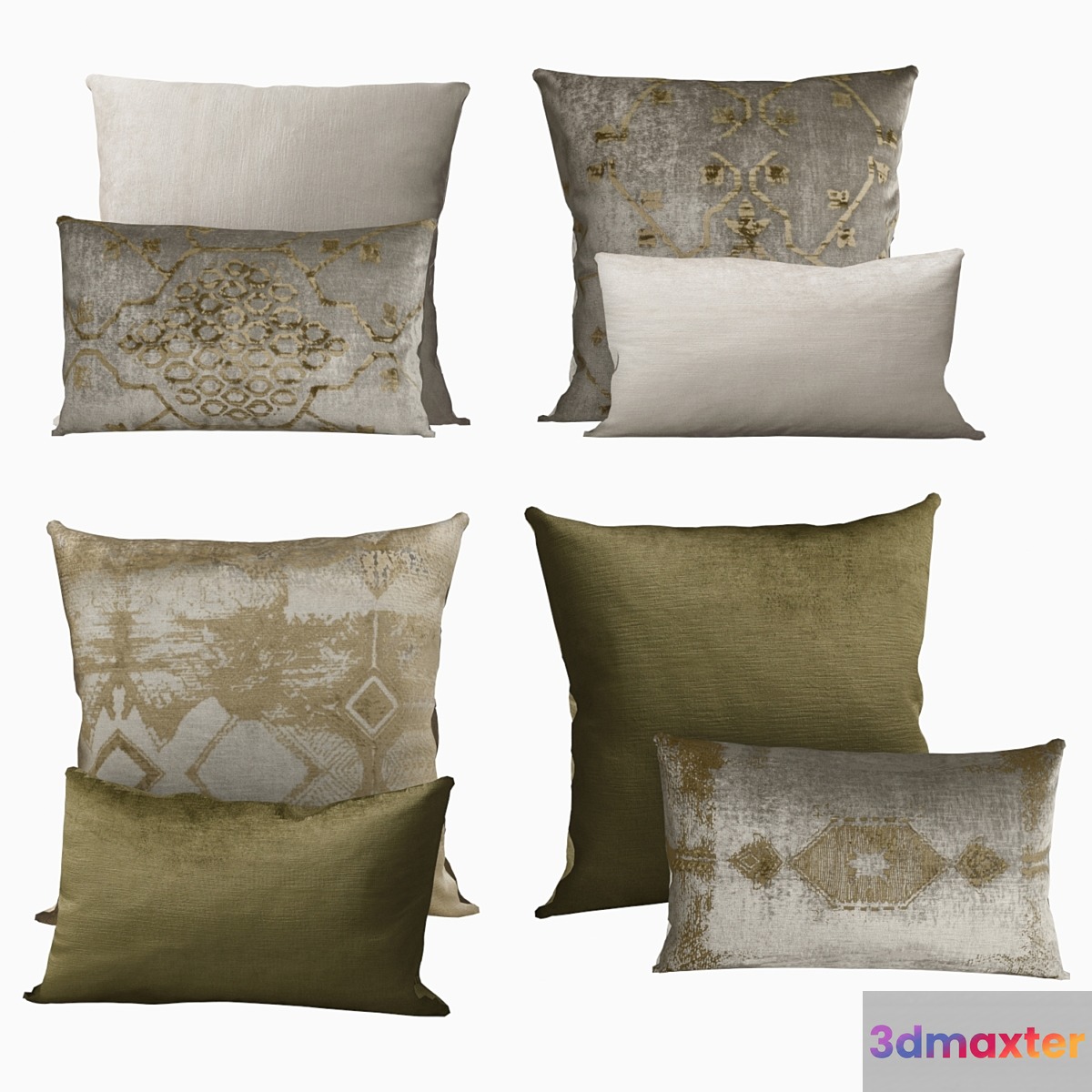 Pillows by Restoration Hardware Velvet Oushak Collection in FogMoss 3D Max
