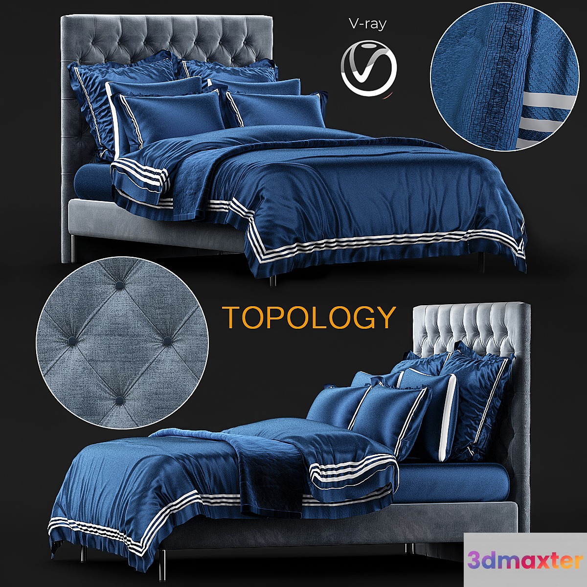 Restoration Hardware Bed Covers and Pillowcases 3D Max