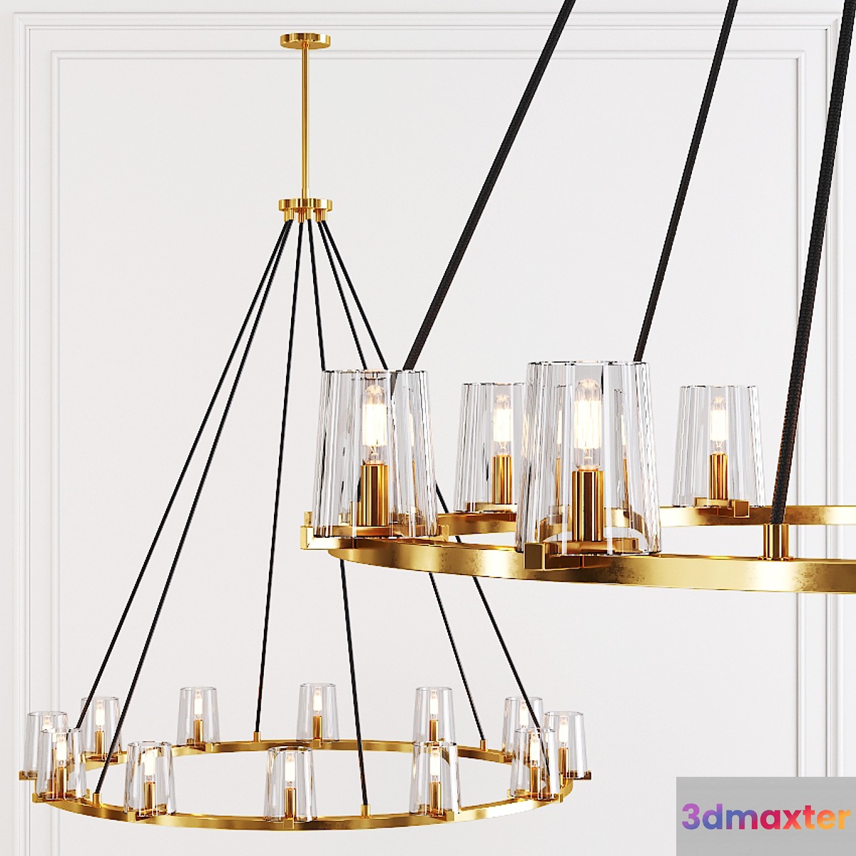 Restoration Hardware PAUILLAC ROUND CHANDELIER 48 Glass shade and Brass - No.4