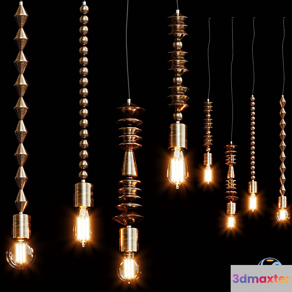 Bright Beads Wooden Lamps by Marz Designs 3D Max
