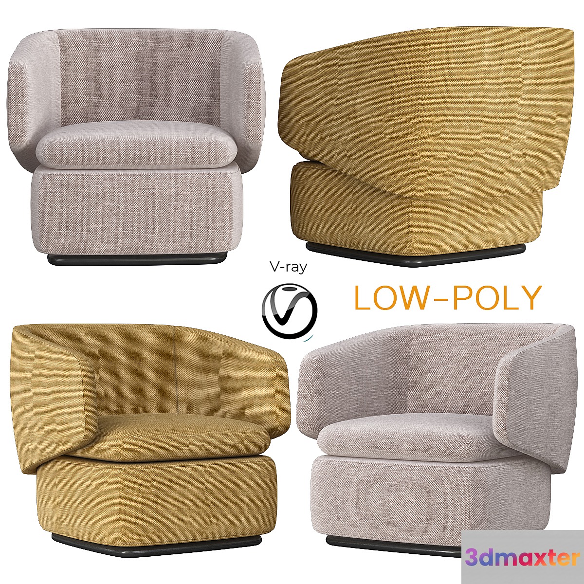 Crescent Swivel Chair Westelm (low poly)