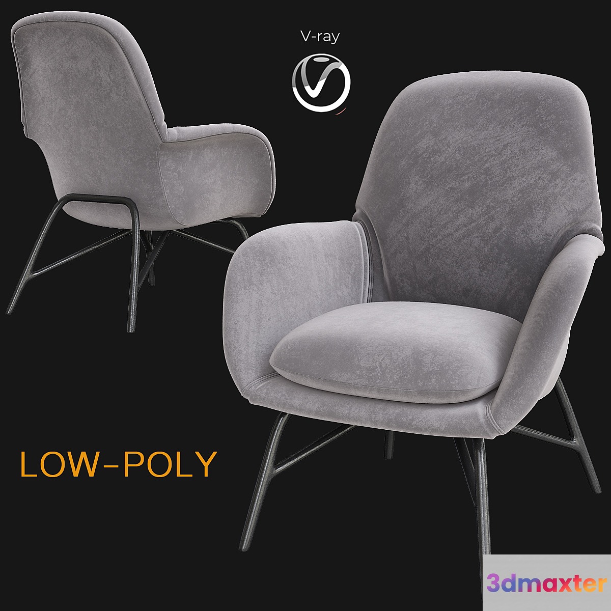 Minotti Prince Armchair & Ottoman (low poly) 3D Max