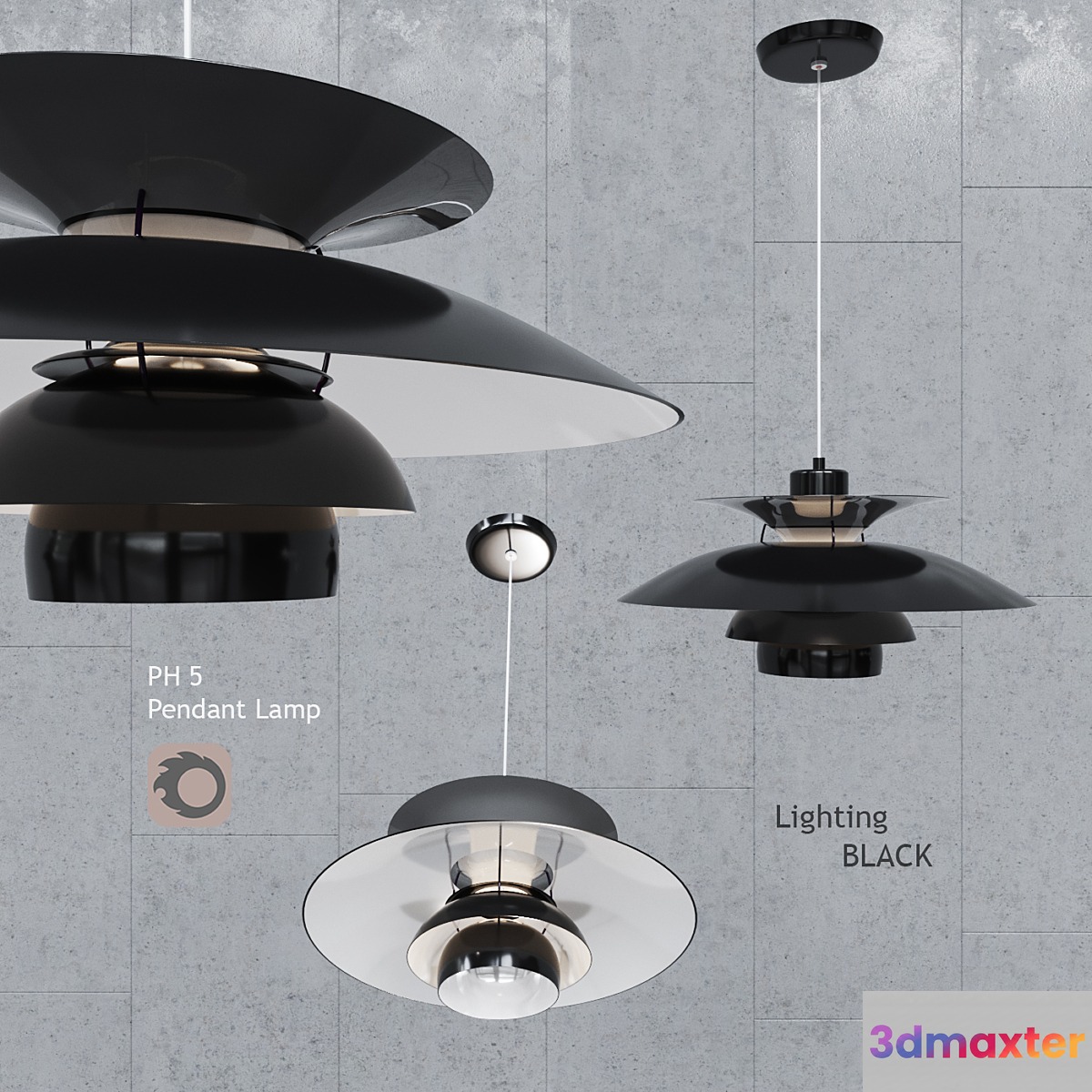 Pendant lamp Louis Poulsen PH5 Black Pendant Lamp